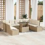 Conjunto de sofá de jardín con cojín 10 pcs beige y crema