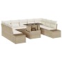 Conjunto de sofá de jardín con cojín 10 pcs beige y crema