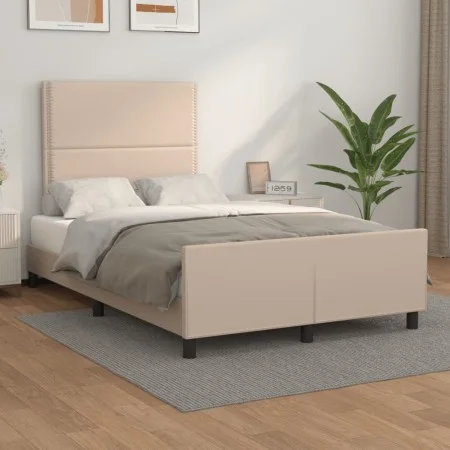 Cappuccino synthetic leather headboard bed frame 120x200cm by vidaXL, Beds and slatted bases - Ref: Foro24-3125505, Price: 17...