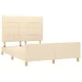 Bed frame with cream fabric headboard 140x200 cm by vidaXL, Beds and slatted bases - Ref: Foro24-3125062, Price: 195,02 €, Di...