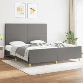 Bed frame with headboard dark gray fabric 180x200 cm by vidaXL, Beds and slatted bases - Ref: Foro24-3124912, Price: 238,26 €...