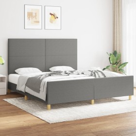 Estructura de cama con cabecero tela gris oscuro 180x200 cm de vidaXL, Camas y somieres - Ref: Foro24-3124912, Precio: 241,58...