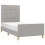 Light gray fabric bed frame with headboard 90x190 cm by vidaXL, Beds and slatted bases - Ref: Foro24-3125017, Price: 145,71 €...