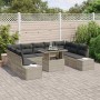 Conjunto de sofá de jardín 10 pcs Gris claro 100 x 55 x 73 cm