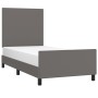 Estructura de cama con cabecero cuero sintético gris 100x200 cm