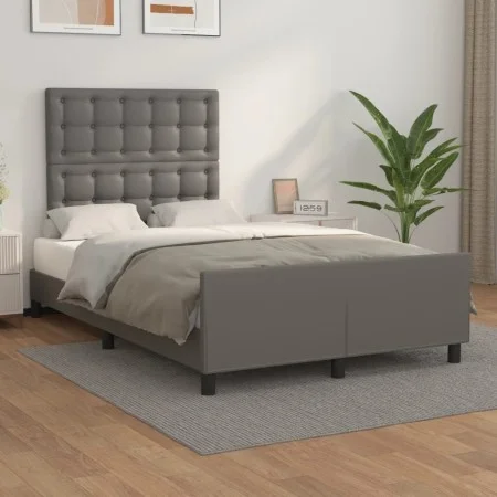 Bed frame with headboard gray synthetic leather 120x200cm by vidaXL, Beds and slatted bases - Ref: Foro24-3125565, Price: 209...