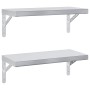 Estantes de pared 2 uds acero inoxidable plateado 50x23,5 cm