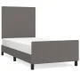 Bed frame with headboard gray synthetic leather 90x200 cm by vidaXL, Beds and slatted bases - Ref: Foro24-3125431, Price: 161...