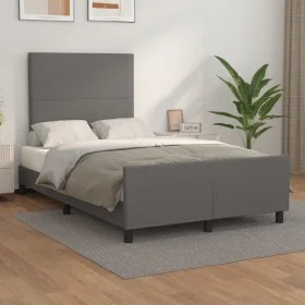 Bed frame with headboard gray synthetic leather 120x200cm by vidaXL, Beds and slatted bases - Ref: Foro24-3125443, Price: 211...