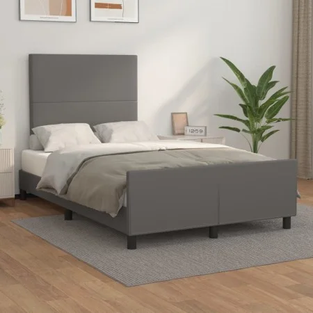 Bed frame with headboard gray synthetic leather 120x200cm by vidaXL, Beds and slatted bases - Ref: Foro24-3125443, Price: 211...