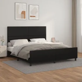 Bed frame with headboard black synthetic leather 160x200cm by vidaXL, Beds and slatted bases - Ref: Foro24-3125457, Price: 22...