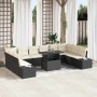 Conjunto de sofá de jardín con cojín 11 pcs Negro y crema