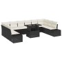 Conjunto de sofá de jardín con cojín 11 pcs Negro y crema