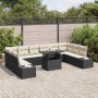 Conjunto de sofá de jardín con cojín 11 pcs Negro y crema