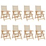 Sillas de jardín reclinables 8 uds ratán PE madera maciza beige