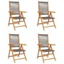 Sillas de jardín reclinables 4 uds madera maciza acacia gris