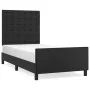 Bed frame with headboard black synthetic leather 100x200cm by vidaXL, Beds and slatted bases - Ref: Foro24-3125555, Price: 13...