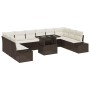 Conjunto de sofá de jardín con cojín 11 pcs Marrón y crema