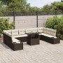 Conjunto de sofá de jardín con cojín 11 pcs Marrón y crema