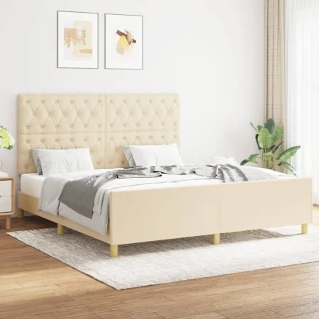 Estructura de cama con cabecero de tela color crema 160x200 cm de vidaXL, Camas y somieres - Ref: Foro24-3125313, Precio: 268...