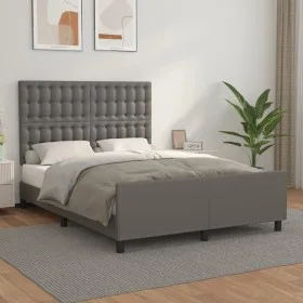 Bed frame with headboard gray synthetic leather 140x190 cm by vidaXL, Beds and slatted bases - Ref: Foro24-3125571, Price: 20...