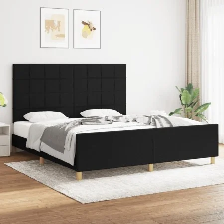 Bed frame with black fabric headboard 180x200 cm by vidaXL, Beds and slatted bases - Ref: Foro24-3125075, Price: 224,32 €, Di...