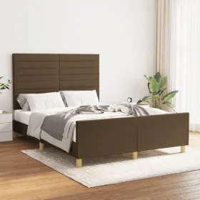 Dark brown fabric bed frame with headboard 140x190cm by vidaXL, Beds and slatted bases - Ref: Foro24-3125133, Price: 219,01 €...