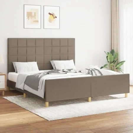 Bed frame with headboard in taupe gray fabric 160x200 cm by vidaXL, Beds and slatted bases - Ref: Foro24-3125069, Price: 226,...
