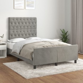 Light gray velvet bed frame with headboard 120x200cm by vidaXL, Beds and slatted bases - Ref: Foro24-3125928, Price: 189,50 €...