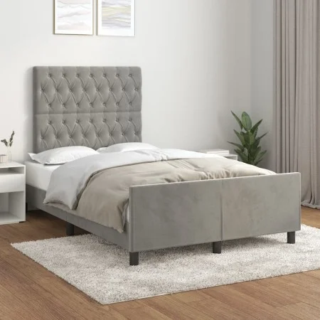 Light gray velvet bed frame with headboard 120x200cm by vidaXL, Beds and slatted bases - Ref: Foro24-3125928, Price: 185,75 €...