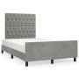 Light gray velvet bed frame with headboard 120x200cm by vidaXL, Beds and slatted bases - Ref: Foro24-3125928, Price: 188,48 €...