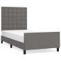 Bed frame with headboard gray synthetic leather 90x200 cm by vidaXL, Beds and slatted bases - Ref: Foro24-3125553, Price: 186...