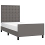Bed frame with headboard gray synthetic leather 90x200 cm by vidaXL, Beds and slatted bases - Ref: Foro24-3125553, Price: 186...