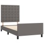 Bed frame with headboard gray synthetic leather 90x200 cm by vidaXL, Beds and slatted bases - Ref: Foro24-3125553, Price: 186...