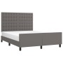 Bed frame with headboard gray synthetic leather 140x200cm by vidaXL, Beds and slatted bases - Ref: Foro24-3125577, Price: 219...