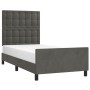 Dark gray velvet bed frame with headboard 100x200 cm by vidaXL, Beds and slatted bases - Ref: Foro24-3125984, Price: 127,39 €...