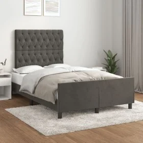 Dark gray velvet bed frame with headboard 120x200 cm by vidaXL, Beds and slatted bases - Ref: Foro24-3125929, Price: 191,74 €...