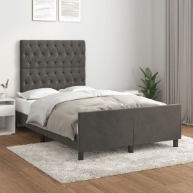 Estructura cama con cabecero terciopelo gris oscuro 120x200 cm