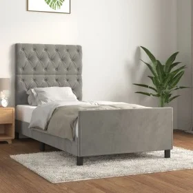 Light gray velvet bed frame with headboard 80x200 cm by vidaXL, Beds and slatted bases - Ref: Foro24-3125904, Price: 162,22 €...