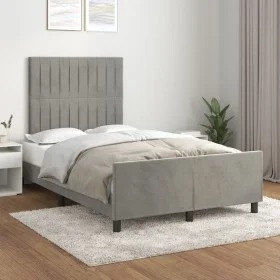 Light gray velvet bed frame with headboard 120x200cm by vidaXL, Beds and slatted bases - Ref: Foro24-3125867, Price: 171,97 €...