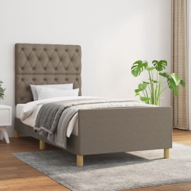 Bed frame with headboard in taupe gray fabric 80x200 cm by vidaXL, Beds and slatted bases - Ref: Foro24-3125256, Price: 163,6...