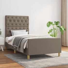 Estructura de cama con cabecero de tela gris taupe 80x200 cm