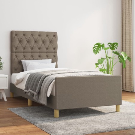 Bed frame with headboard in taupe gray fabric 80x200 cm by vidaXL, Beds and slatted bases - Ref: Foro24-3125256, Price: 163,6...