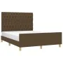 Dark brown fabric bed frame with headboard 140x190cm by vidaXL, Beds and slatted bases - Ref: Foro24-3125295, Price: 228,16 €...