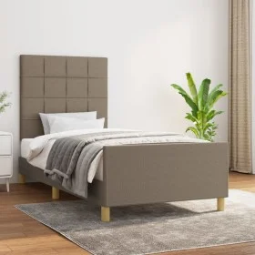 Bed frame with headboard in taupe gray fabric 100x200 cm by vidaXL, Beds and slatted bases - Ref: Foro24-3125037, Price: 144,...