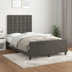 Dark gray velvet bed frame with headboard 120x200 cm by vidaXL, Beds and slatted bases - Ref: Foro24-3125990, Price: 171,30 €...