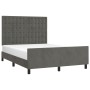 Dark gray velvet bed frame with headboard 140x200 cm by vidaXL, Beds and slatted bases - Ref: Foro24-3126002, Price: 230,46 €...