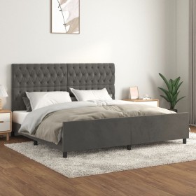 Estructura cama con cabecero terciopelo gris oscuro 200x200 cm de vidaXL, Camas y somieres - Ref: Foro24-3125959, Precio: 265...