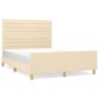 Bed frame with cream fabric headboard 140x190 cm by vidaXL, Beds and slatted bases - Ref: Foro24-3125135, Price: 237,11 €, Di...
