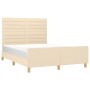 Bed frame with cream fabric headboard 140x190 cm by vidaXL, Beds and slatted bases - Ref: Foro24-3125135, Price: 237,11 €, Di...
